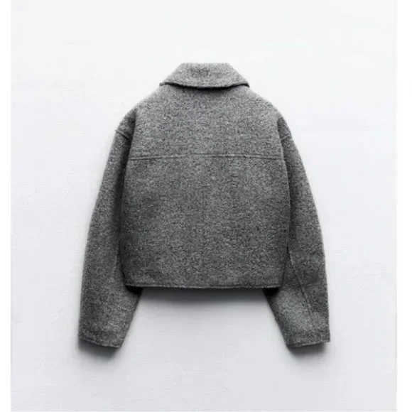 ZARA CROPPED BOUCLE JACKET